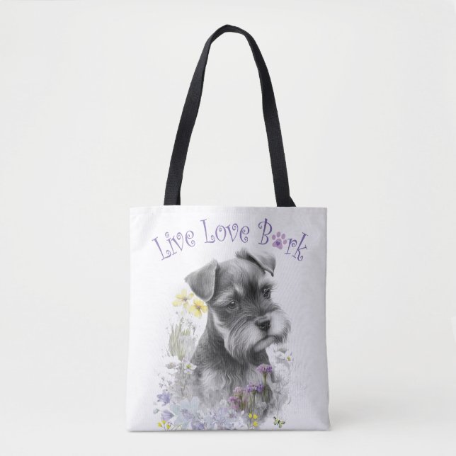 Schnauzer Dog Mum Floral Tote Bag (Front)