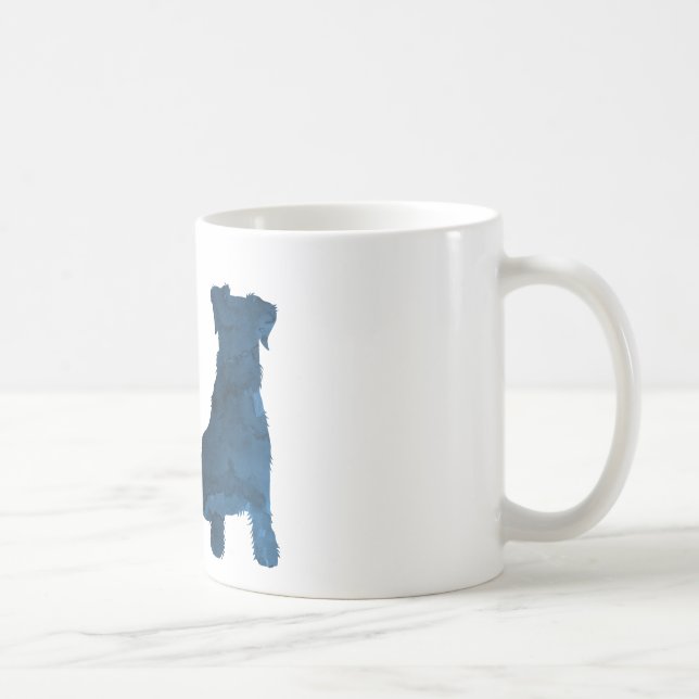 Schnauzer Dog Navy Blue Silhouette Coffee Mug (Right)