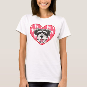 Schnauzer Dog on Heart T-Shirt