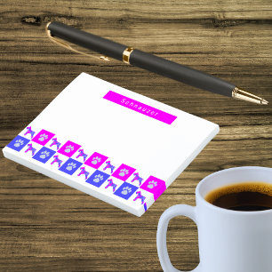 Schnauzer Dog & Paw Hot Pink & Blue Post-it Notes
