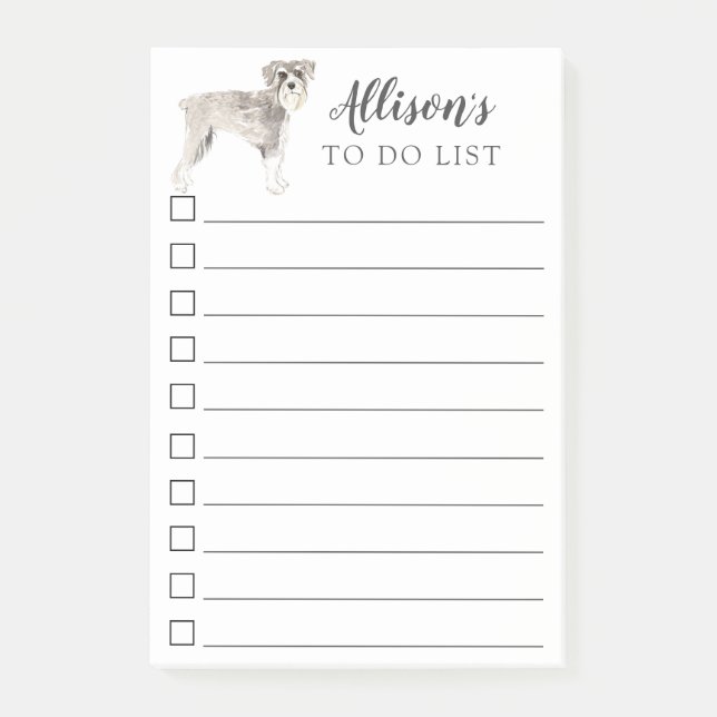 Schnauzer Dog Personalised To Do List Post-it Notes (Front)