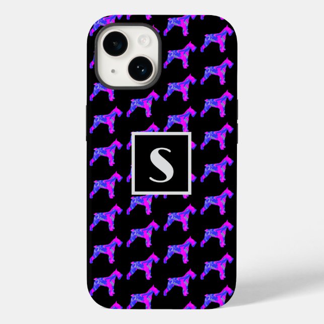 Schnauzer Dog Pink Silhouette Mono Black Case-Mate iPhone Case (Back)