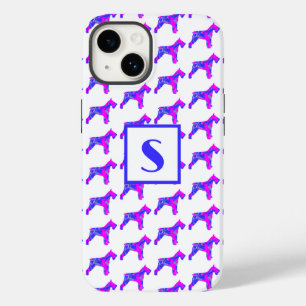 Schnauzer Dog Pink Silhouette Mono White Case-Mate iPhone 14 Case