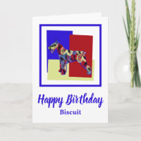 Schnauzer Dog Red Blue Yellow Birthday Card