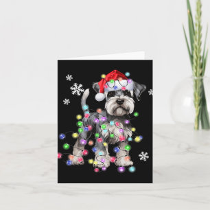 Schnauzer Dog Reindeer Christmas Lights Ugly Xmas  Card