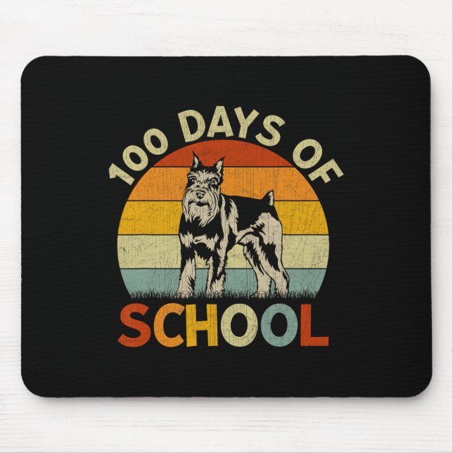 Schnauzer Dog Retro Boys Girls 100th Day Of School Mouse Pad (Front)