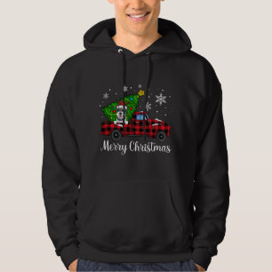 Schnauzer Dog Riding Red Truck Cute Merry Christma Hoodie