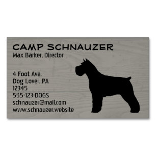 Schnauzer Dog Silhouette Faux Wood Style Magnetic Business Card