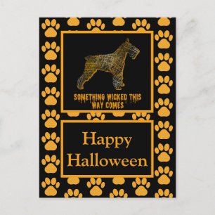 Schnauzer Dog Silhouette Happy Halloween Postcard