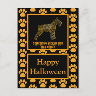 Schnauzer Dog Silhouette Happy Halloween Postcard