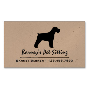 Schnauzer Dog Silhouette (Natural Ears) Magnetic Business Card