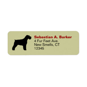 Schnauzer Dog Silhouette with Natural Ears Address Return Address Label