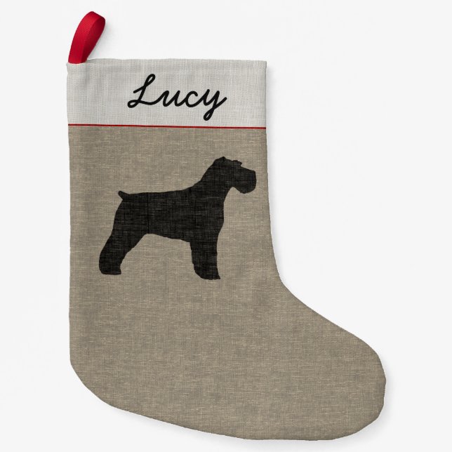Schnauzer Dog Silhouette with Natural Floppy Ears Small Christmas Stocking (Front)