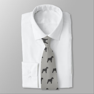 Schnauzer Dog Silhouettes Pattern Grey Tie