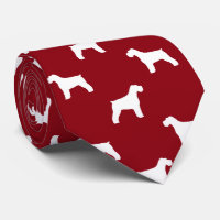 Schnauzer Dog Silhouettes Pattern Red and White