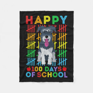 Schnauzer Dog Student Happy 100 Days Of School Fleece Blanket