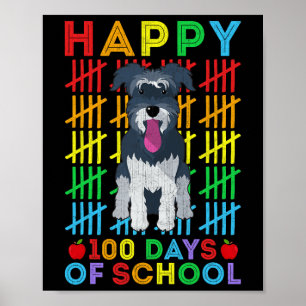 Schnauzer Dog Student Happy 100 Days Of School Poster