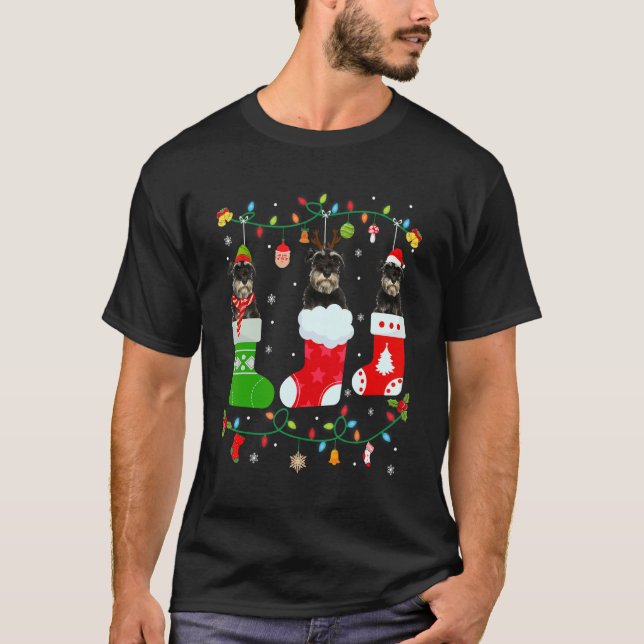Schnauzer Dog Three Christmas Socks Sweater Xmas D (Front)
