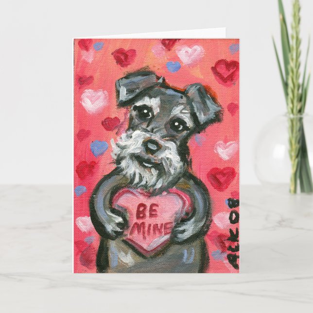 Schnauzer dog Valentine Holiday Card (Front)
