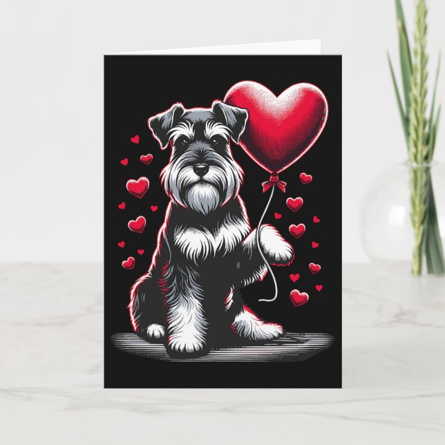 Schnauzer Dog Valentine's Day Dog Owner Valentine  Card (Front)