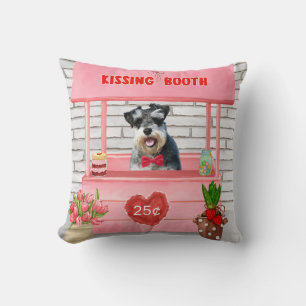 Schnauzer Dog Valentine's Day Kissing Booth Cushion