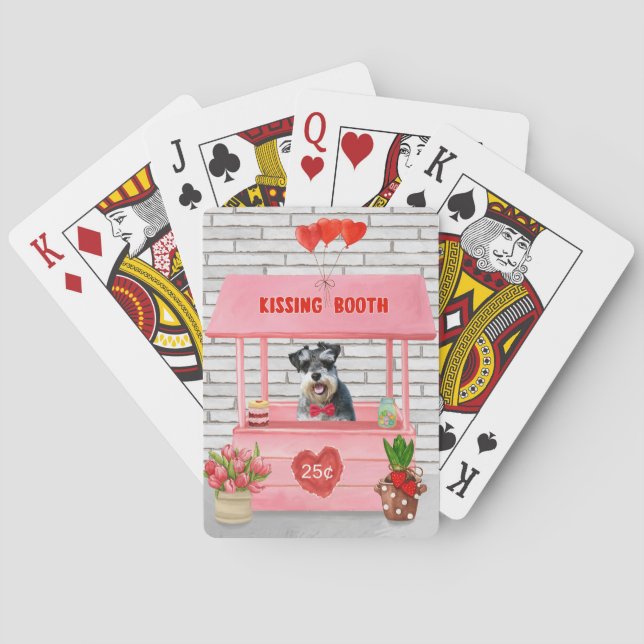 Schnauzer Dog Valentine's Day Kissing Booth Playing Cards (Back)