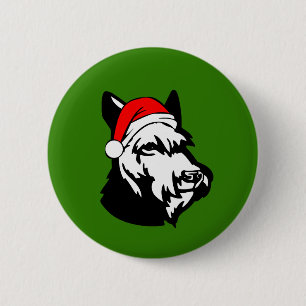 Schnauzer Dog with Christmas Santa Hat 6 Cm Round Badge