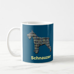 Schnauzer Dog Yellow & Black Grid Line Blue  Coffee Mug