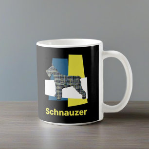 Schnauzer Dog Yellow & Black Grid Line Coffee  Mug