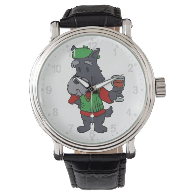 Schnauzer drinking a juice | choose back colour watch (Front)
