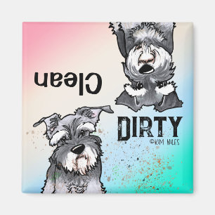 Schnauzer duo Clean Dirty Dishwasher Magnet
