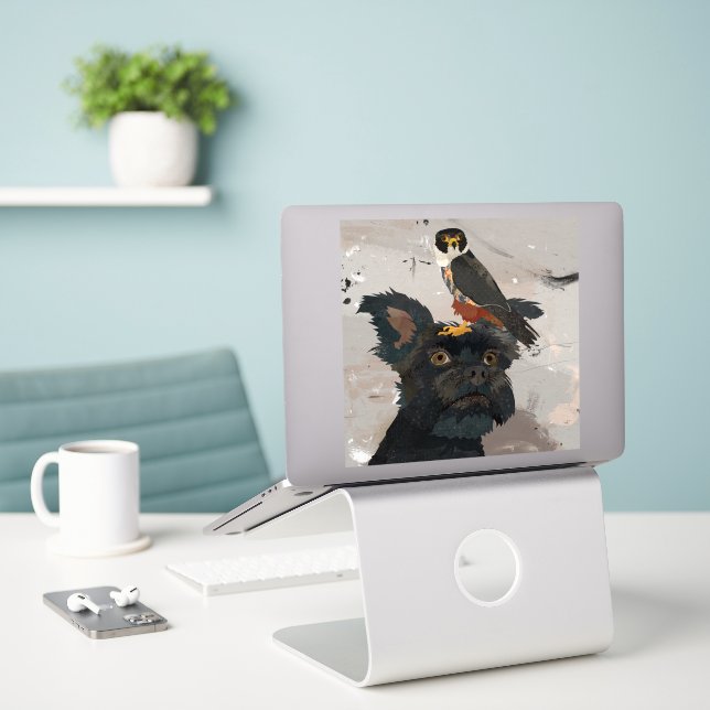 SCHNAUZER & FALCON (Laptop On Desk)