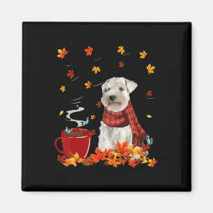 Schnauzer Fall Red Scarf Autumn Leaf For Dog Lover Magnet