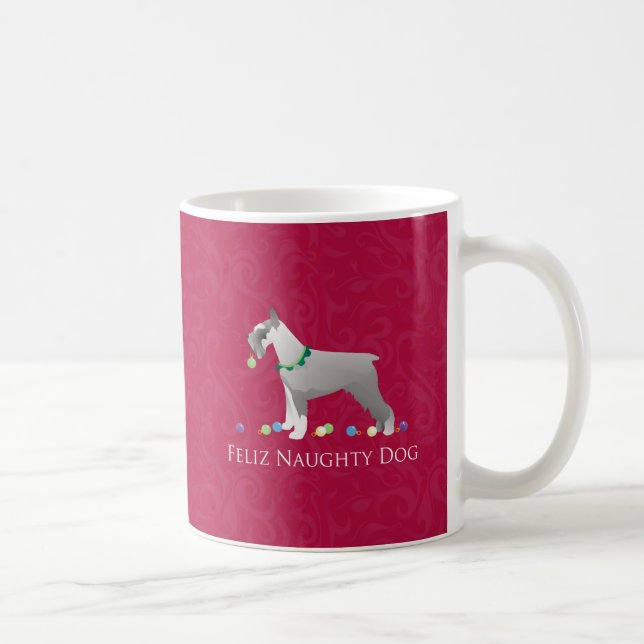 Schnauzer Feliz Naughty Dog Christmas Design Coffee Mug (Right)
