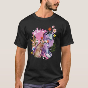 Schnauzer Flower Dog Silhouette Floral Women T-Shirt