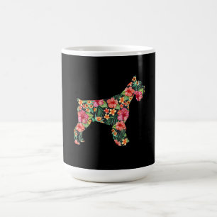 Schnauzer Flower Funny Dog Silhouette Floral Gifts Coffee Mug