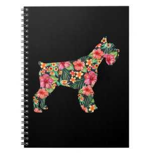 Schnauzer Flower Funny Dog Silhouette Floral Gifts Notebook