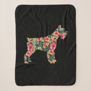 Schnauzer Flower Funny Dog Silhouette Floral Gifts Sherpa Blanket