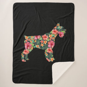 Schnauzer Flower Funny Dog Silhouette Floral Gifts Sherpa Blanket