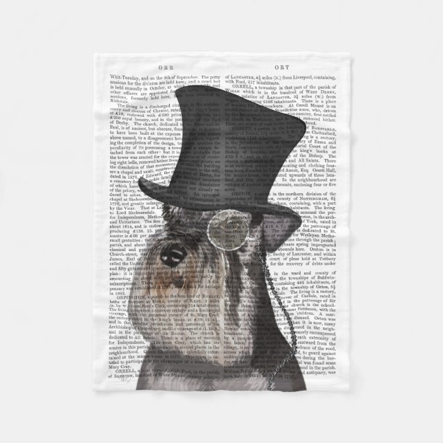 Schnauzer, Formal Hound and Hat Fleece Blanket (Front)