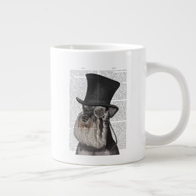 Schnauzer, Formal Hound and Hat Large Coffee Mug (Right)