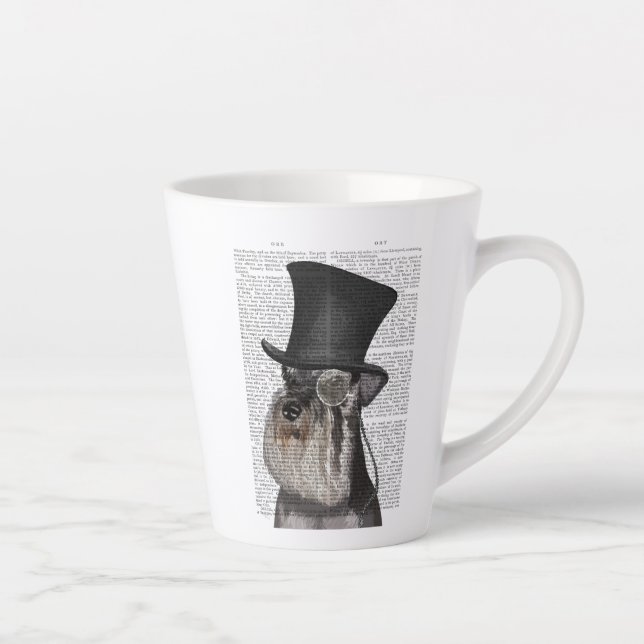 Schnauzer, Formal Hound and Hat Latte Mug (Right)