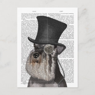 Schnauzer, Formal Hound and Hat Postcard