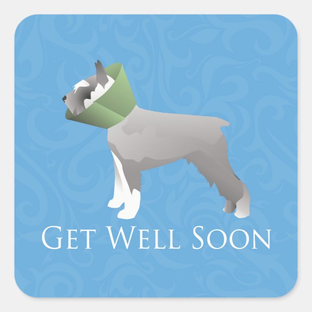 Schnauzer Get Well Soon Design Square Sticker (Front)