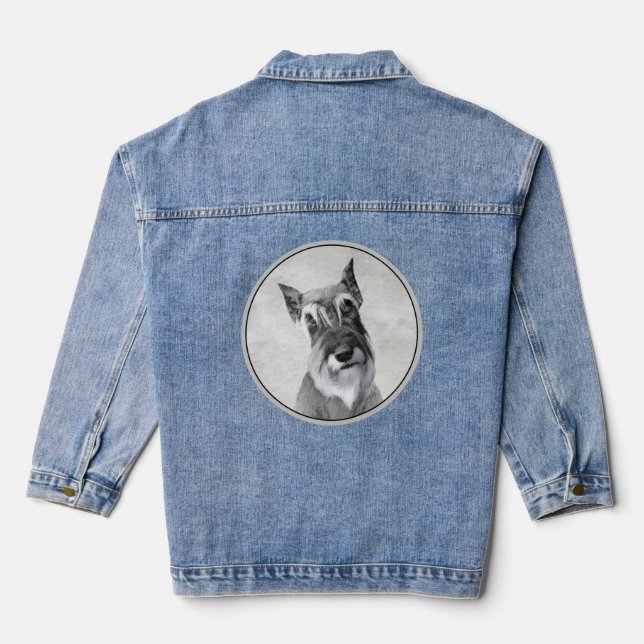 Schnauzer (Giant) - Cute Original Dog Art Denim Jacket (Back)
