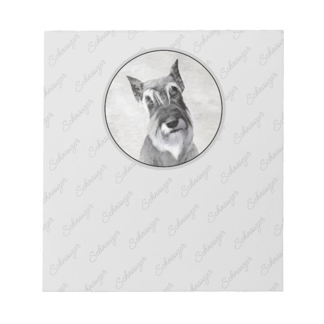Schnauzer (Giant) - Cute Original Dog Art Notepad (Front)