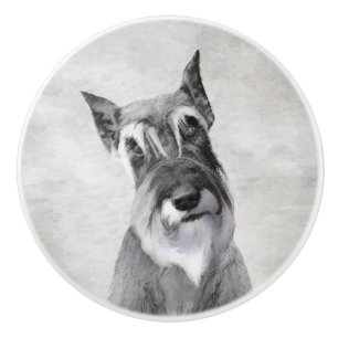 Schnauzer (Giant) Painting - Dog Art Ceramic Knob