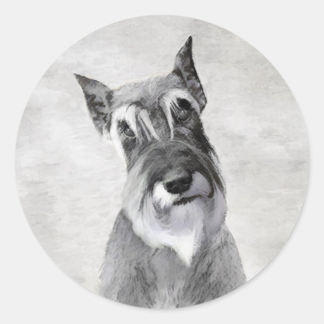 Schnauzer (Giant) Painting - Dog Art Classic Round Sticker (Front)