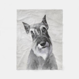 Schnauzer (Giant) Painting - Dog Art Fleece Blanket