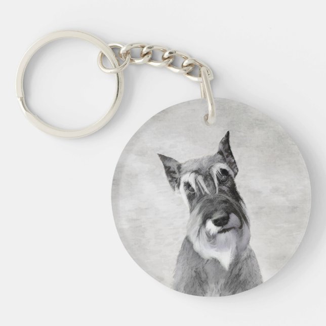 Schnauzer (Giant) Painting - Dog Art Key Ring (Front)